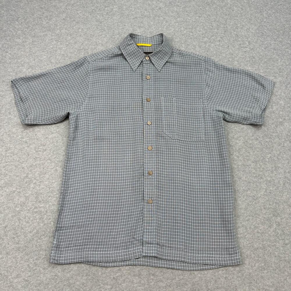 Royal Robbins Shirt Mens S Bluish Gray Plaid Short Sleeve Button Up Grid Check